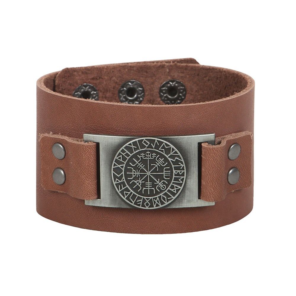 Something Different - Viking Compass Leather Cuff Polsband - Multicolours